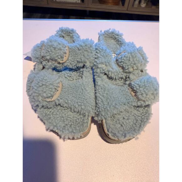 NEW Papillio Birkenstock Arizona Big Buckle Shearling Teddy Faded Aqua EU 38 - Picture 3 of 10